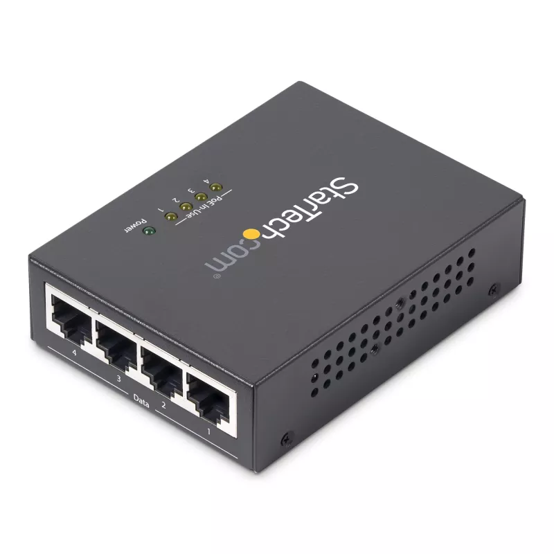 StarTech.com 4-portový gigabitový Midspan – PoE+ injektor – 802.3at/af