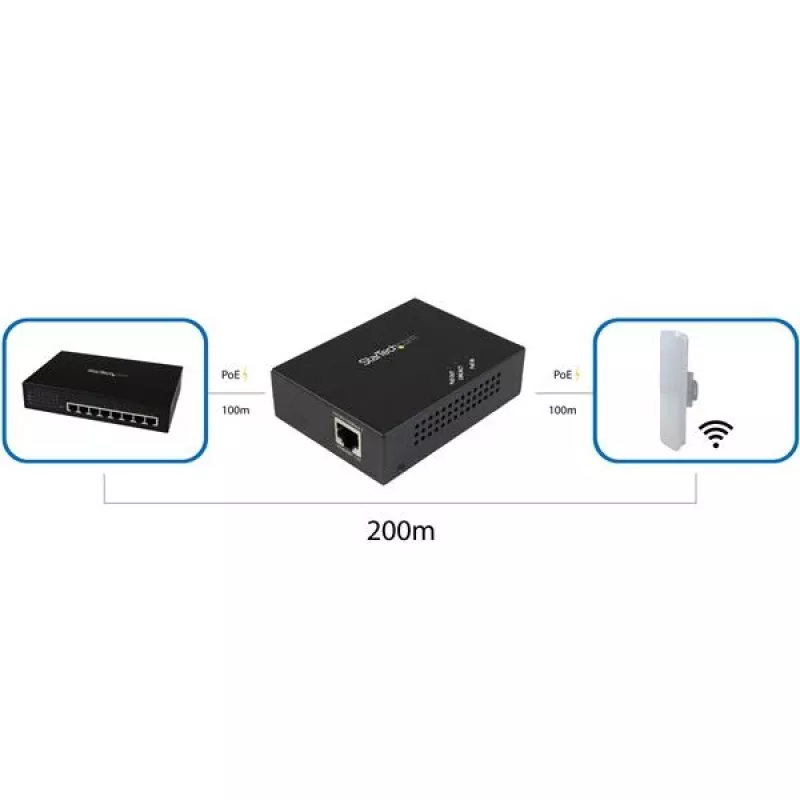StarTech.com 1-portový gigabitový PoE+ extender – 802.3at a 802.3af – 100 m