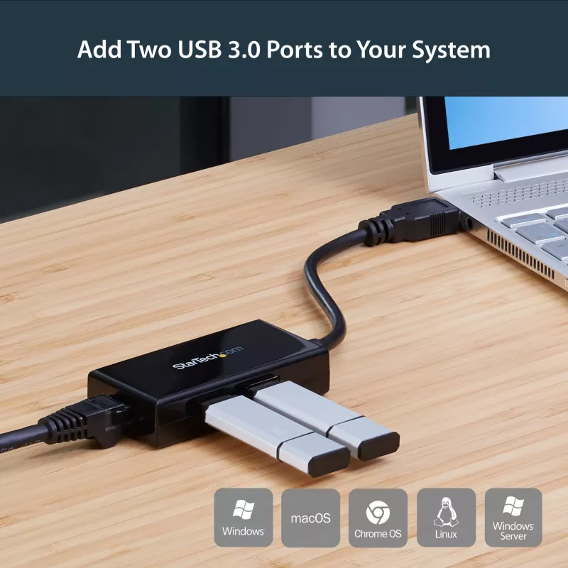 StarTech.com USB na Ethernet adaptér, USB 3.0 na 10/100/1000 Gigabit Ethernet LAN konvertor pre notebooky, 11,8