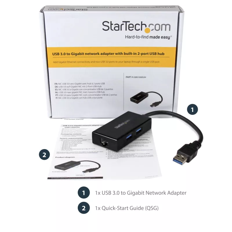 StarTech.com USB na Ethernet adaptér, USB 3.0 na 10/100/1000 Gigabit Ethernet LAN konvertor pre notebooky, 11,8