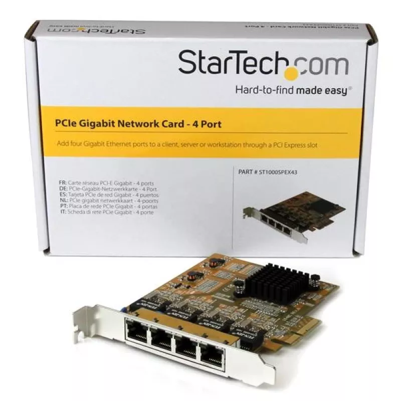 StarTech.com 4-portová PCIe Gigabit sieťová karta, interná, káblová, PCI Express, Ethernet, 2000 Mbit/s
