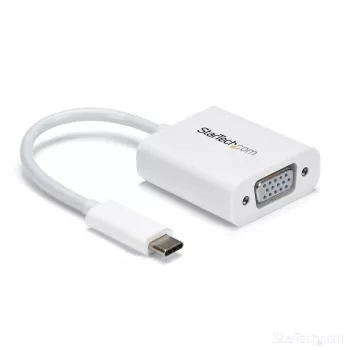StarTech.com USB-C na VGA adaptér – biela, 3.2 Gen 1 (3.1 Gen 1), USB Type-C, VGA (D-Sub) výstup, 1920 x 1200 pixelov