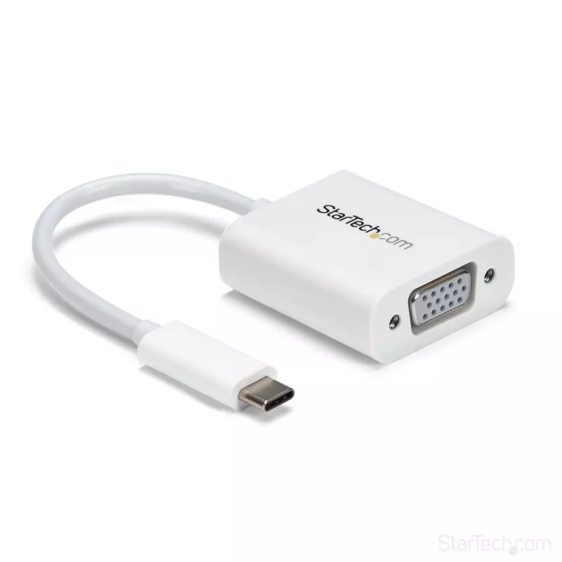 StarTech.com USB-C na VGA adaptér – biely, 3.2 Gen 1 (3.1 Gen 1), USB Type-C, VGA (D-Sub) výstup, 1920 x 1200 pixelov