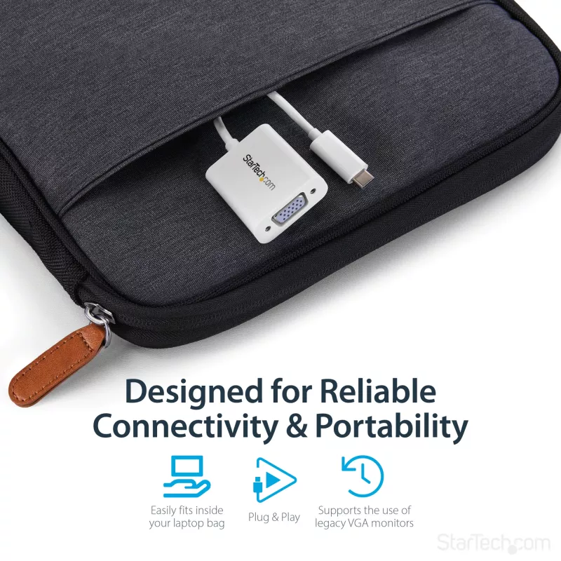 StarTech.com USB-C na VGA adaptér – biely, 3.2 Gen 1 (3.1 Gen 1), USB Type-C, VGA (D-Sub) výstup, 1920 x 1200 pixelov