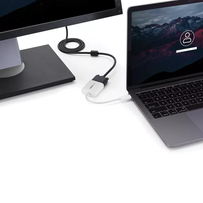 StarTech.com USB-C na VGA adaptér – biely, 3.2 Gen 1 (3.1 Gen 1), USB Type-C, VGA (D-Sub) výstup, 1920 x 1200 pixelov