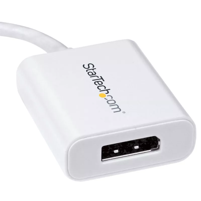 StarTech.com USB-C na DisplayPort adaptér – 4K 60Hz/8K 30Hz – USB Type-C na DP 1.4 HBR2 adaptér dongle – kompaktný USB-C (DP Alt Mode) monitor video konvertor – kompatibilný s Thunderbolt 3 – biely