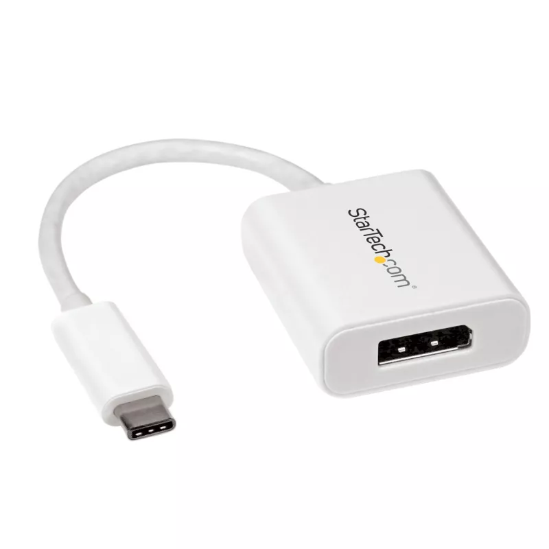 StarTech.com USB-C na DisplayPort adaptér – 4K 60Hz/8K 30Hz – USB Type-C na DP 1.4 HBR2 adaptér dongle – kompaktný USB-C (DP Alt Mode) monitor video konvertor – kompatibilný s Thunderbolt 3 – biely