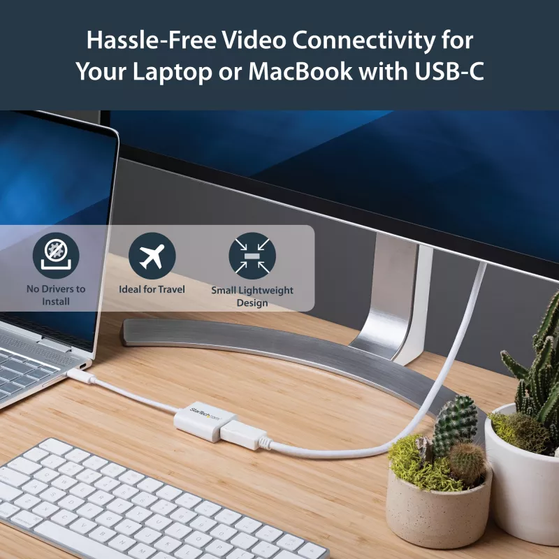 StarTech.com USB-C na DisplayPort adaptér – 4K 60Hz/8K 30Hz – USB Type-C na DP 1.4 HBR2 adaptér dongle – kompaktný USB-C (DP Alt Mode) monitor video konvertor – kompatibilný s Thunderbolt 3 – biely