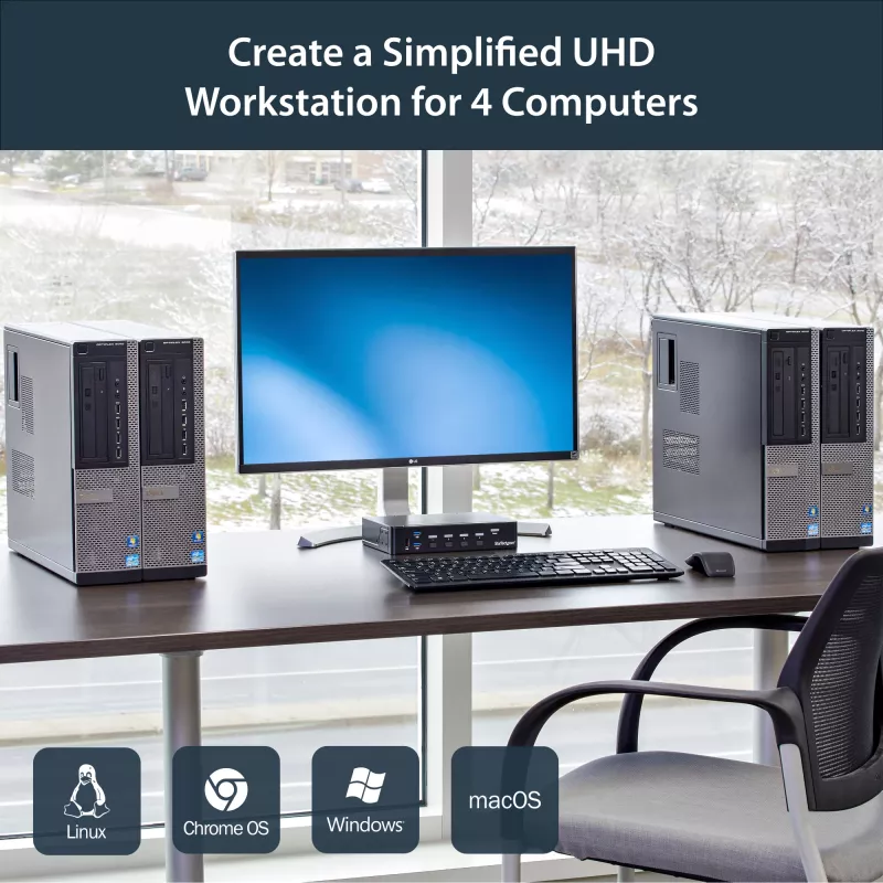StarTech.com 4-portový DisplayPort KVM switch – USB 3.0 – 4K 30Hz