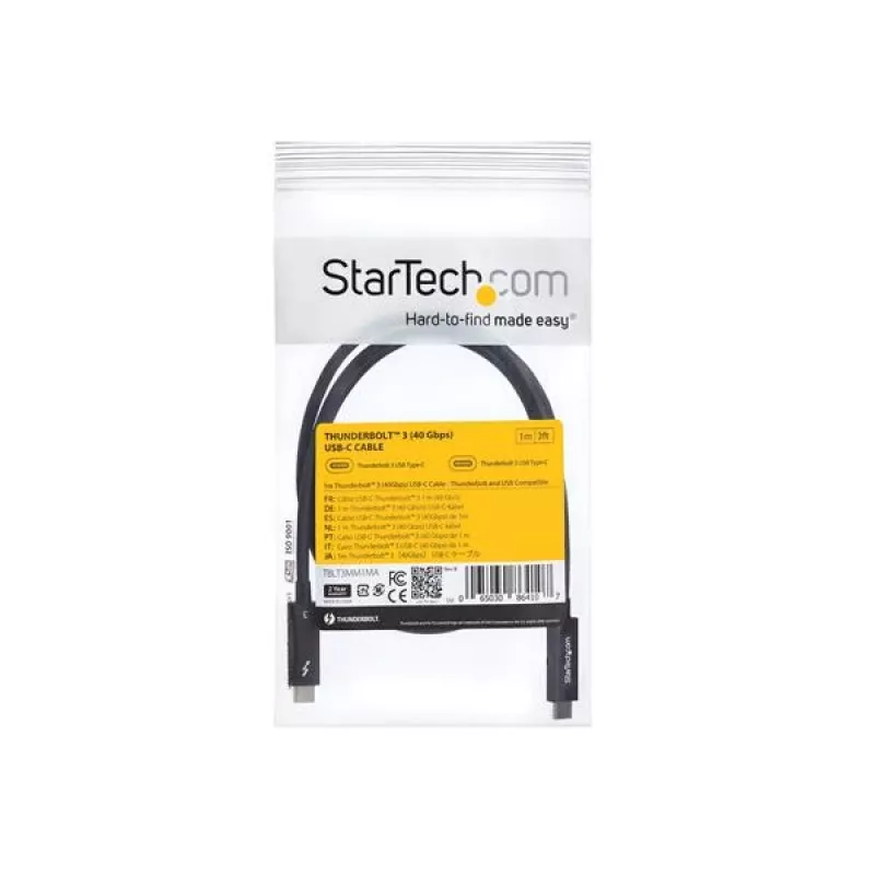 StarTech.com 3 ft. (1 m) Thunderbolt 3 kábel so 100 W Power Delivery – 40 Gbit/s
