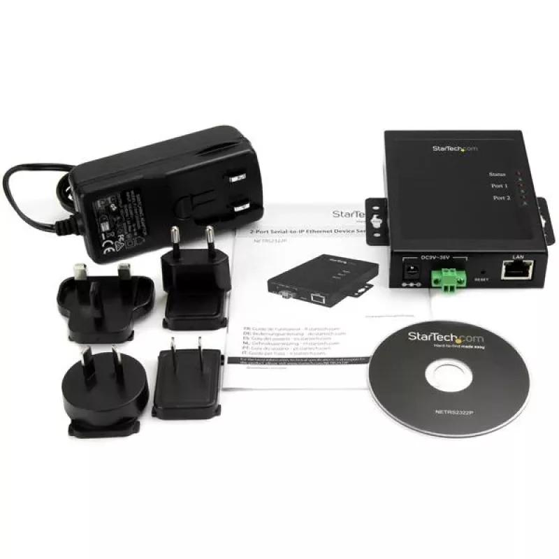 StarTech.com 2-portový Serial-to-IP Ethernet Device Server – RS232 – kovový a montovateľný