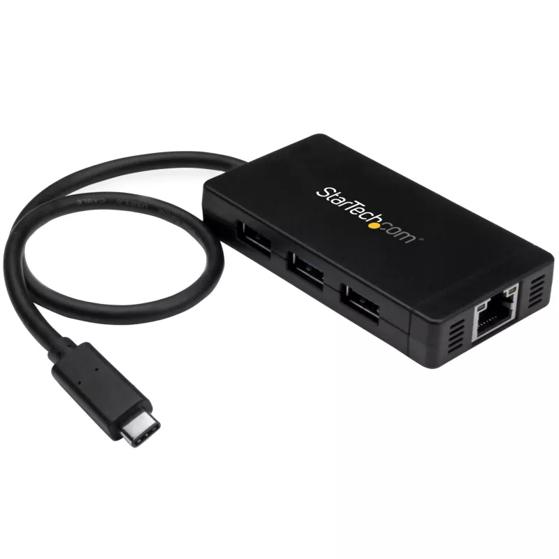 StarTech.com 3-portový USB 3.0 hub plus Gigabit Ethernet – USB-C – vrátane napájacieho zdroja