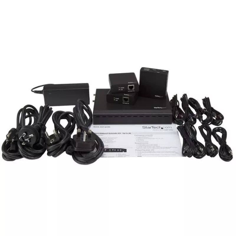 StarTech.com 3-portový HDBaseT extender kit s 3 prijímačmi – 1x3 HDMI cez CAT5e splitter – až do 4K
