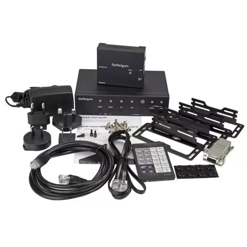 StarTech.com Multi-Input HDBaseT extender s integrovaným switchom – DisplayPort, VGA a HDMI cez CAT5e alebo CAT6 – až do 4K