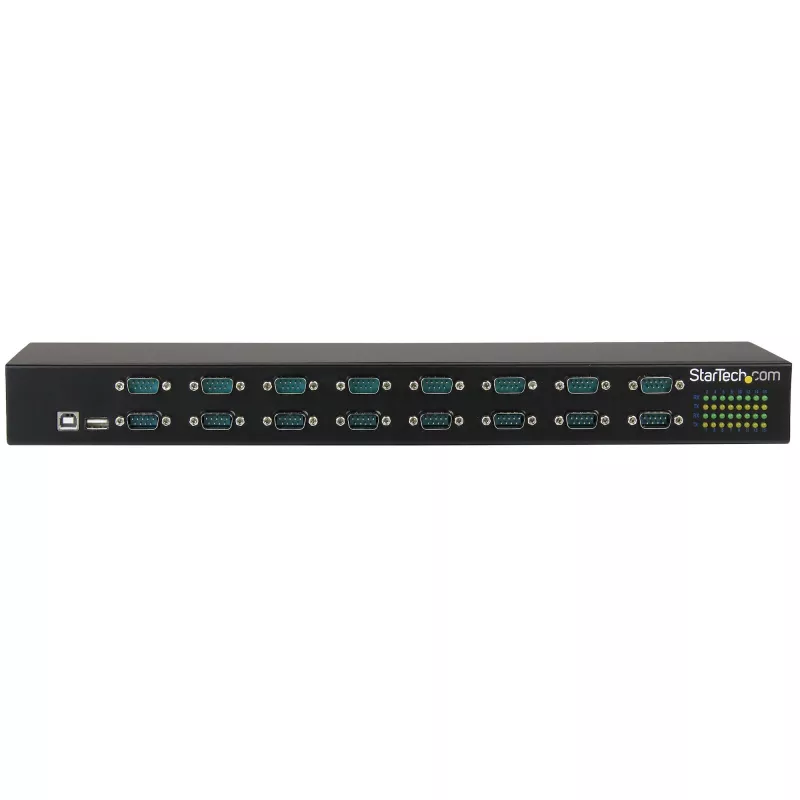 StarTech.com 16-portový USB na sériový adaptér hub, USB 2.0 Type-B, sériový, 480 Mbit/s, čierny, oceľ, 36 W