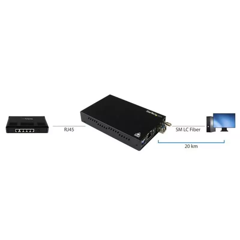 StarTech.com Gigabit Ethernet medený na optický vlákno mediakonvertor – SM LC – 20 km