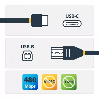 StarTech.com USB-C na USB-B kábel – M/M – 2 m (6 ft) – USB 2.0