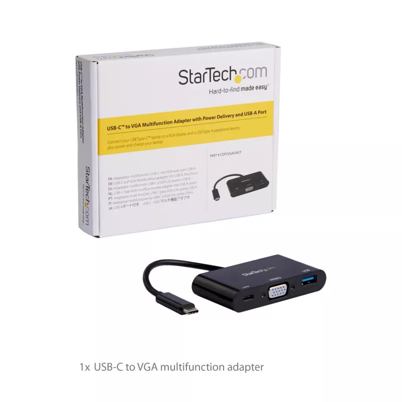 StarTech.com USB-C VGA multiport adaptér – USB 3.0 port – 60W PD
