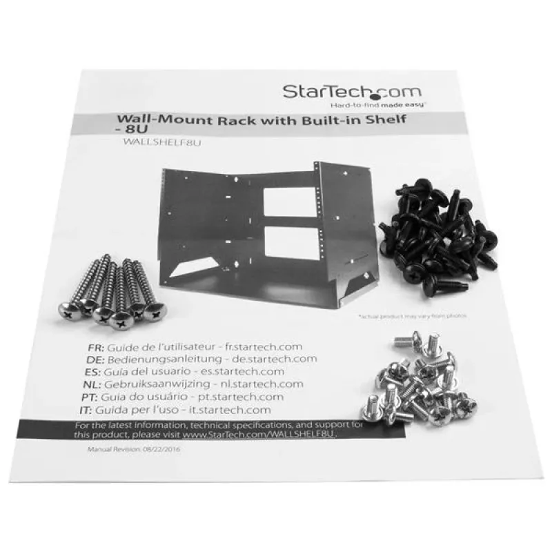 StarTech.com nástenný serverový rack s integrovanou policou – masívna oceľ – 8U