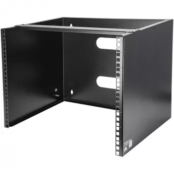 StarTech.com 8U nástenný sieťový rack – 36 cm hĺbka (nízkoprofilový) – 48 cm (19 palcov) držiak patch panelu pre ploché serverové a IT zariadenia, sieťové prepínače – nosnosť 36 kg, čierny