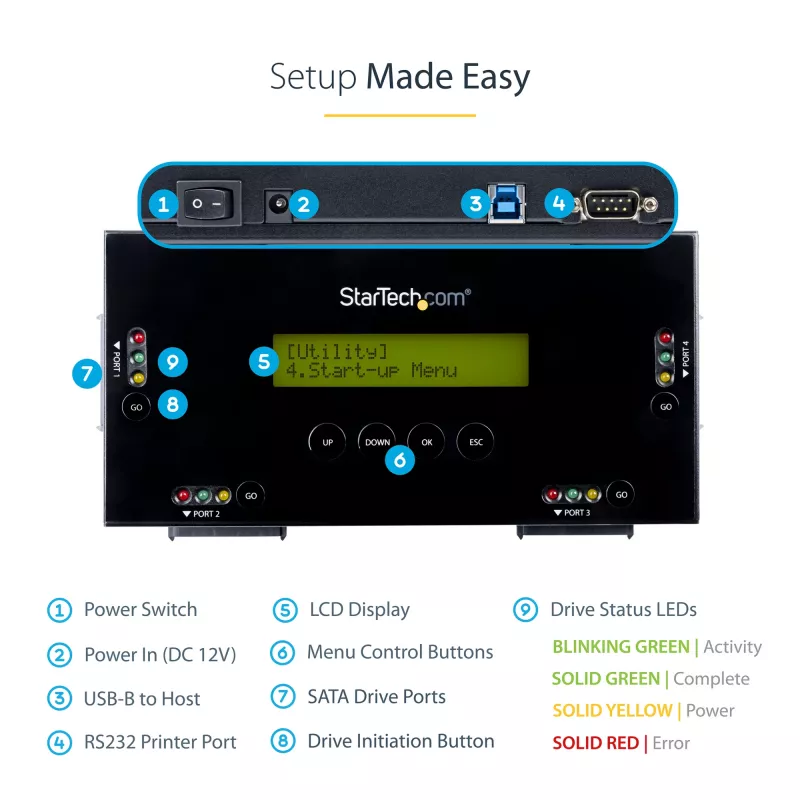 StarTech.com 4-bay SSD/HDD hard drive eraser – 2,5