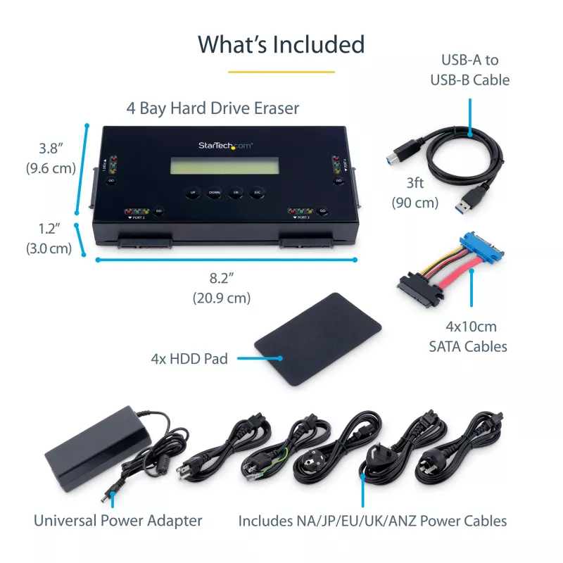StarTech.com 4-bay SSD/HDD hard drive eraser – 2,5