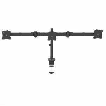 StarTech.com stolový trojitý monitorový držiak – ergonomický VESA držiak pre 3 monitory do 27″ – kĺbová a výškovo nastaviteľná montáž na stĺp – náklon/otáčanie/rotácia pre LCD/LED obrazovku – stolová svorka/priechodka