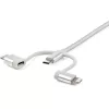 StarTech.com 1 m USB multi nabíjací kábel – USB na Micro-USB alebo USB-C alebo Lightning pre iPhone/iPad/iPod/Android – Apple MFi certifikovaný – 3-in-1 USB nabíjačka – pletený