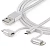 StarTech.com 1 m USB multi nabíjací kábel – USB na Micro-USB alebo USB-C alebo Lightning pre iPhone/iPad/iPod/Android – Apple MFi certifikovaný – 3-in-1 USB nabíjačka – pletený