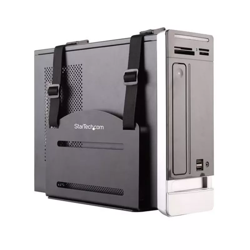 StarTech.com držiak CPU – nastaviteľný nástenný držiak počítača, nástenná montáž CPU, univerzálny, 10 kg, čierny, oceľ, vertikálny