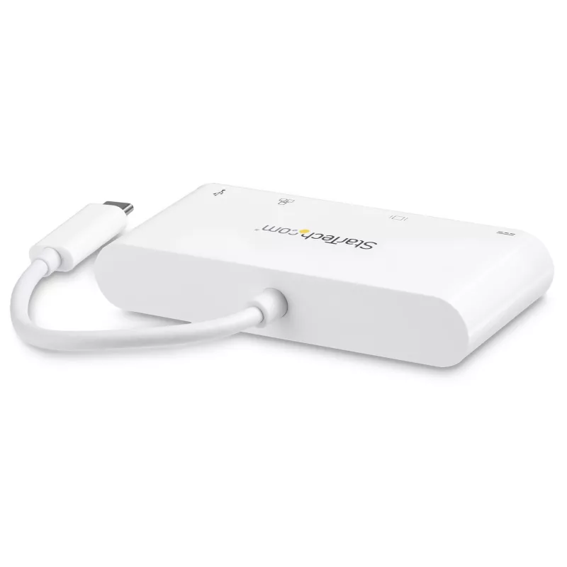 StarTech.com USB-C multiport adaptér – USB-C na DVI-D (digitálny) video adaptér s 60W Power Delivery priechodným nabíjaním, GbE, USB-A – prenosná mini dokovacia stanica pre USB Type-C/Thunderbolt 3 notebooky