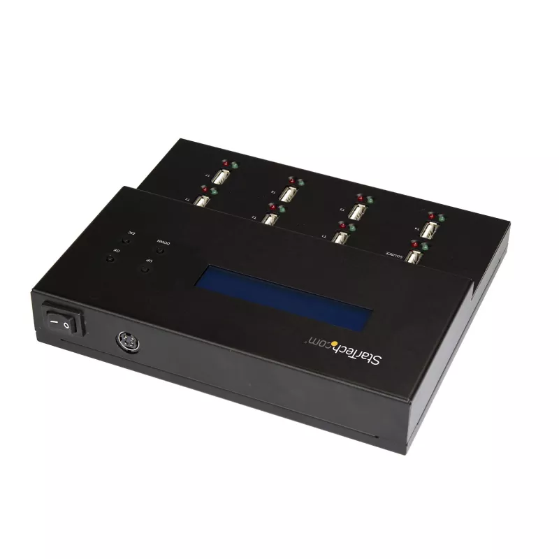 StarTech.com samostatný 1-na-7 USB USB flash duplikátor a vymazávač, multi-USB flash kopírovač, systémová a súborová aj celodisková kópia s 1,5 GB/min, jednoduché a 3-prechodové vymazanie, LCD displej – TAA