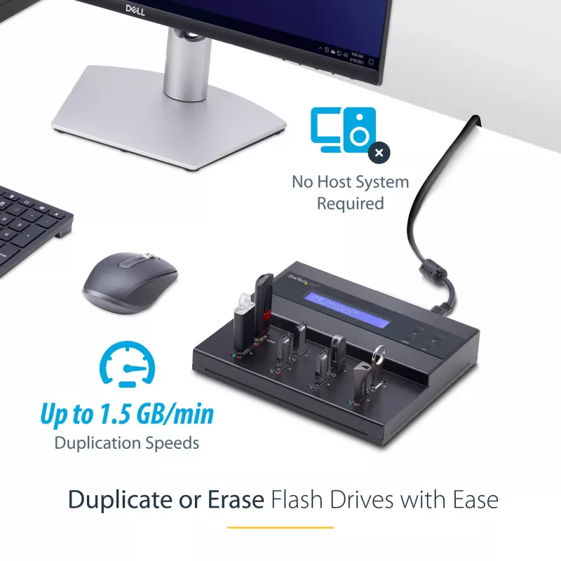StarTech.com samostatný 1-na-7 USB USB flash duplikátor a vymazávač, multi-USB flash kopírovač, systémová a súborová aj celodisková kópia s 1,5 GB/min, jednoduché a 3-prechodové vymazanie, LCD displej – TAA