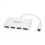 StarTech.com 4-portový USB-C hub so 4x USB-A portami (USB 3.0 SuperSpeed 5 Gbit/s) – USB napájanie zo zbernice – prenosný/notebookový USB-C na USB-A adaptér hub – USB 3.1 Gen 1/USB 3.2 Gen 1 Type-C hub – biely