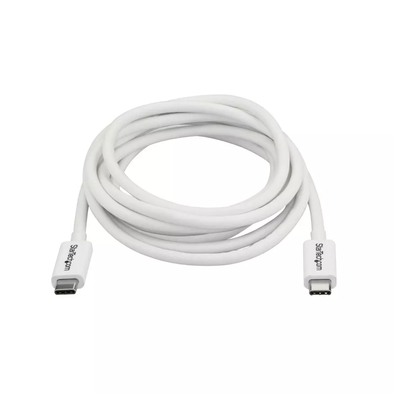 StarTech.com Thunderbolt 3 kábel – 20Gbps – 2 m – biely – kompatibilný s Thunderbolt, USB a DisplayPort