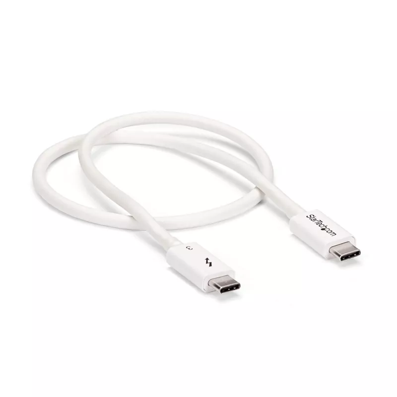 StarTech.com Thunderbolt 3 kábel – 40 Gbit/s – 0,5 m – biely – kompatibilný s Thunderbolt, USB a DisplayPort