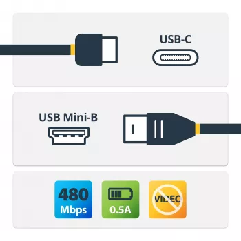 StarTech.com USB-C na Mini-USB kábel – M/M – 2 m – USB 2.0