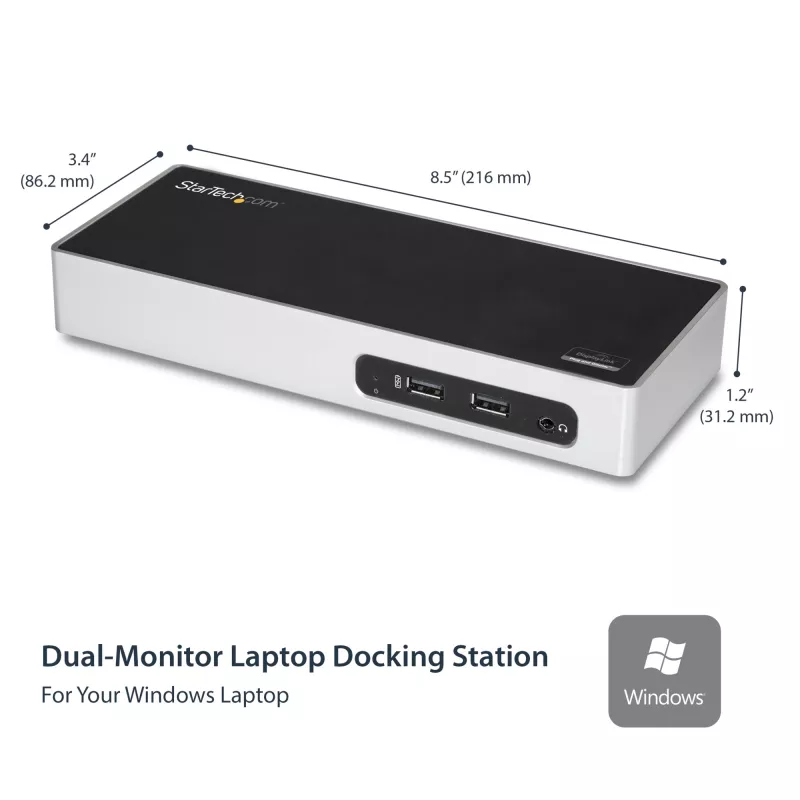 StarTech.com USB 3.0 dokovacia stanica – dvojmonitorová dokovacia stanica pre notebook s HDMI & DVI/VGA videom – 6-portový USB 3.1 Gen 1 5Gbps hub, GbE, audio – univerzálny Type-A dok – Windows & Mac