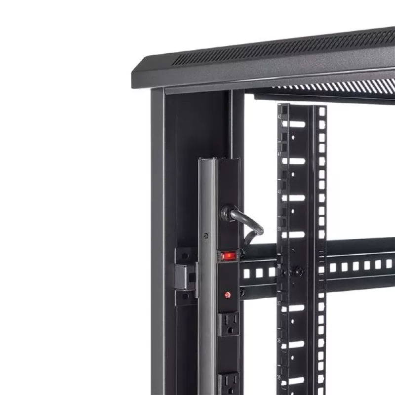 StarTech.com 4-stĺpikový 42U server rack, 19 inch dátová skriňa pre montáž počítačových / AV / IT zariadení, racková skriňa s kolieskami, plnohodnotné priemyselné sieťové úložisko
