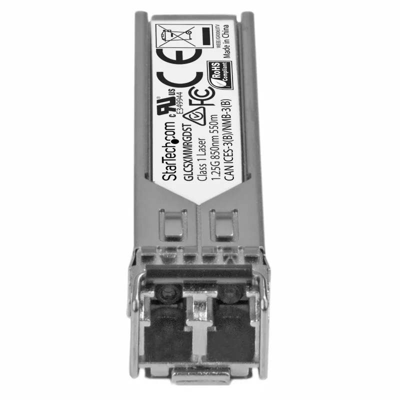 StarTech.com Cisco GLC-SX-MM-RGD kompatibilný SFP transceiver modul – 1000BASE-SX~Cisco GLC-SX-MM-RGD kompatibilný SFP modul – 1000BASE-SX – 1GbE multimode MMF optický transceiver – 1GE Gigabit Ethernet SFP – LC 550 m – 850 nm – DDM Cisco ASR920, IE2000, IE4000