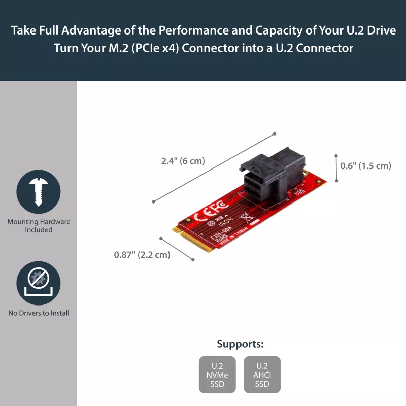 StarTech.com U.2 (SFF-8643) na M.2 PCI Express 3.0 x4 hostiteľská adaptérová karta pre 2,5