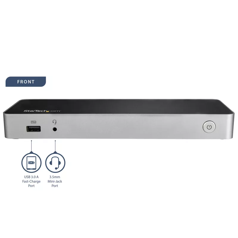 StarTech.com USB-C dock – Dual-Monitor HDMI a DisplayPort 4K 30 Hz – USB Type-C dokovacia stanica pre notebook 60 W Power Delivery, SD, 4-portový USB-A 3.0 hub, GbE, audio – kompatibilné s Thunderbolt 3
