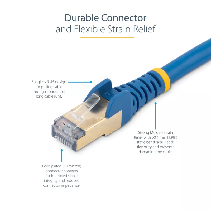 StarTech.com 2 m CAT6a Ethernet kábel – 10 Gigabit tienený snagless RJ45 100W PoE patch kábel – 10GbE STP sieťový kábel s odľahčením ťahu – modrý, jednotlivo testovaný / kabeláž UL certifikovaná / TIA