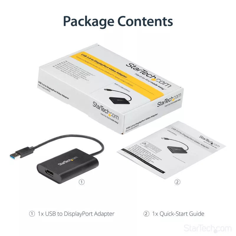 StarTech.com USB 3.0 na DisplayPort adaptér, USB DP monitor konvertor pre Windows, 4K (bez podpory macOS/ChromeOS/Linux) – TAA