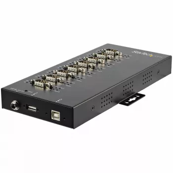 StarTech.com 8-portový sériový hub USB na RS232/RS485/RS422 adaptér – priemyselný USB 2.0 na DB9 sériový konvertor hub – IP30 certifikovaný – na DIN lištu montovateľný kovový sériový hub – 15 kV ESD ochrana