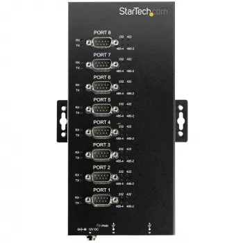 StarTech.com 8-portový sériový hub USB na RS232/RS485/RS422 adaptér – priemyselný USB 2.0 na DB9 sériový konvertor hub – IP30 certifikovaný – na DIN lištu montovateľný kovový sériový hub – 15 kV ESD ochrana