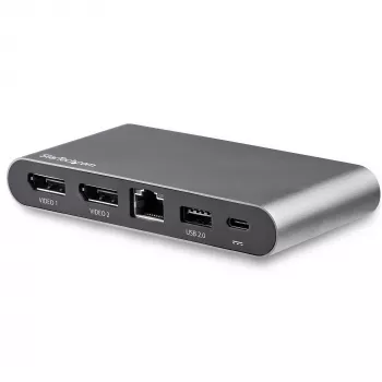 StarTech.com USB-C dock – 4K dual-monitor DisplayPort – mini laptop docking stanica – 100 W Power Delivery passthrough – GbE, 2-portový USB-A hub – USB Type-C multiport adaptér – 1 m kábel