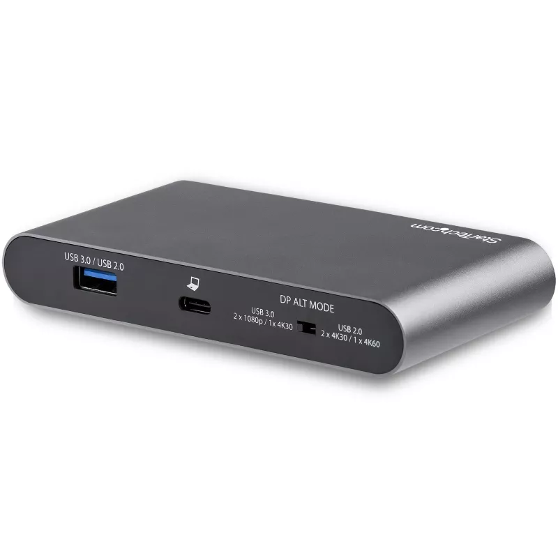 StarTech.com USB-C dock – 4K dual-monitor DisplayPort – mini laptop docking stanica – 100 W Power Delivery passthrough – GbE, 2-portový USB-A hub – USB Type-C multiport adaptér – 1 m kábel