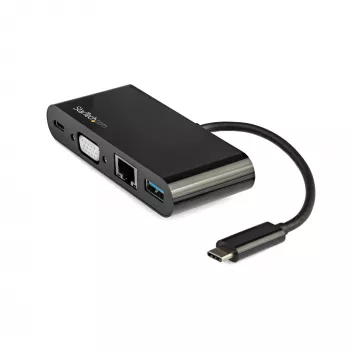 StarTech.com USB-C multiport adaptér – mini USB-C dock s VGA 1080p videom pre jeden monitor – 60 W Power Delivery passthrough – USB 3.1 Gen 1 Type-A 5 Gbit/s, Gigabit Ethernet – docking stanica
