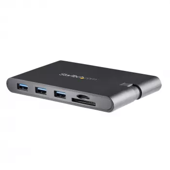 StarTech.com USB-C multiport adaptér - USB Type-C mini dock s HDMI 4K alebo VGA 1080p videom - 100W Power Delivery priechod, 3-portový USB 3.0 hub, GbE, SD a MicroSD - cestovný dock pre notebook